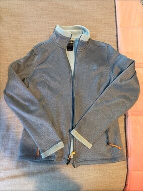 The North Face Heather blue zip up lined jacket